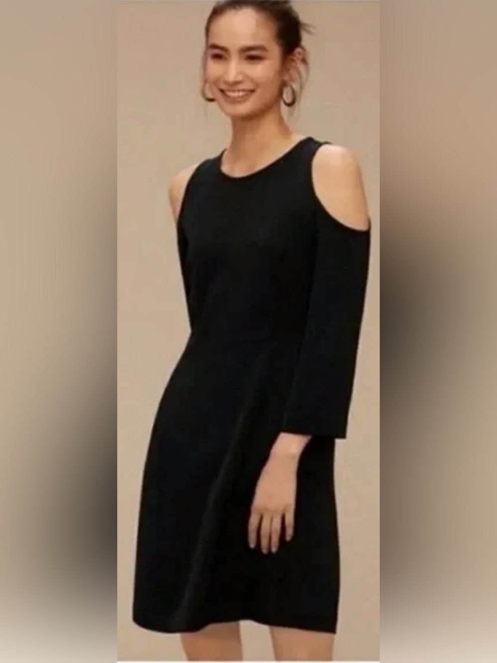 Aritzia Vidal Black Cold-Shoulder Dress